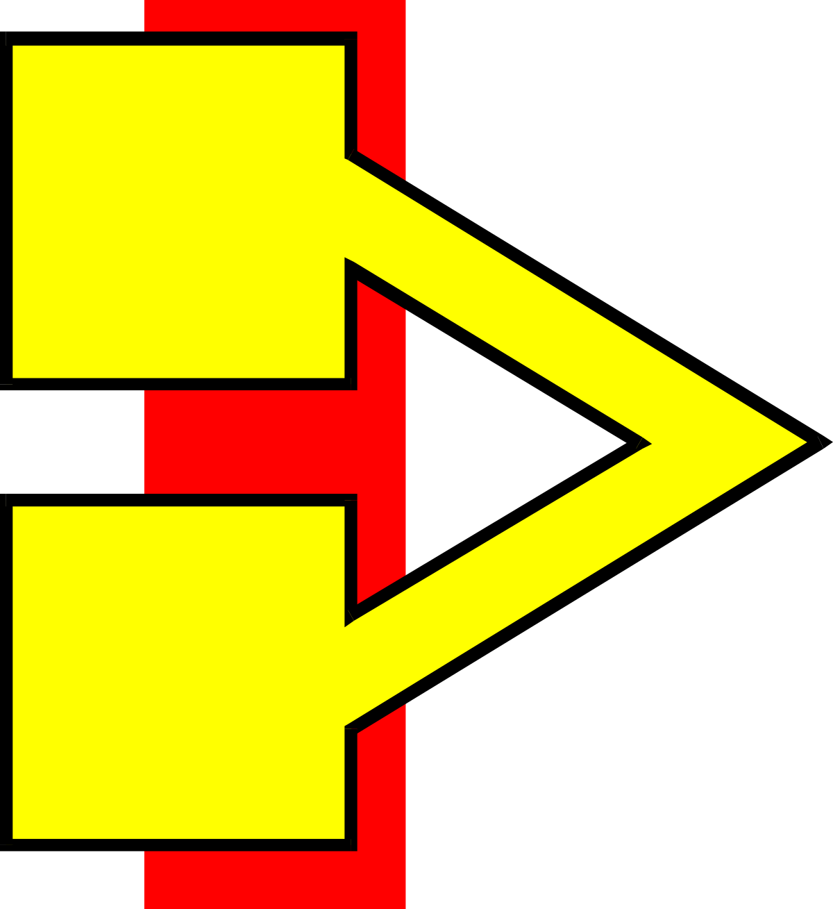 Yellow Arrow with Red Accents - Dynamic Clipart Design