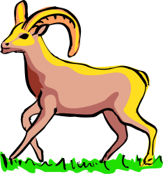 Goat with Yellow Tail on Black Background - Eye-Catching Clipart