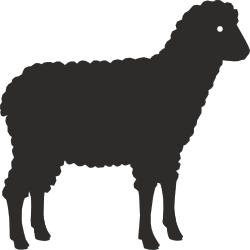 Silhouette of Black Sheep Against Dark Background - Clipart