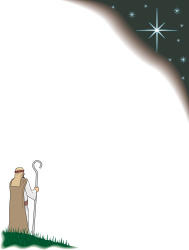 Borders of People: Shepherd Kneeling in Grass with Star Clipart