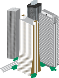 Skyscrapers and Trees in an Urban Landscape Clipart