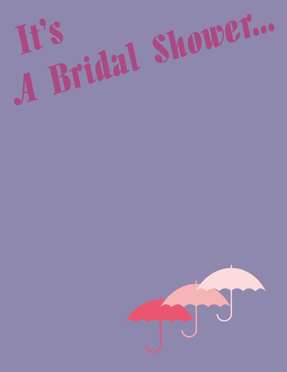 a pink umbrella with the words it ' s a bad shower clip art png transparent Holiday Borders: Pink Umbrella Clipart for Bad Weather Showers