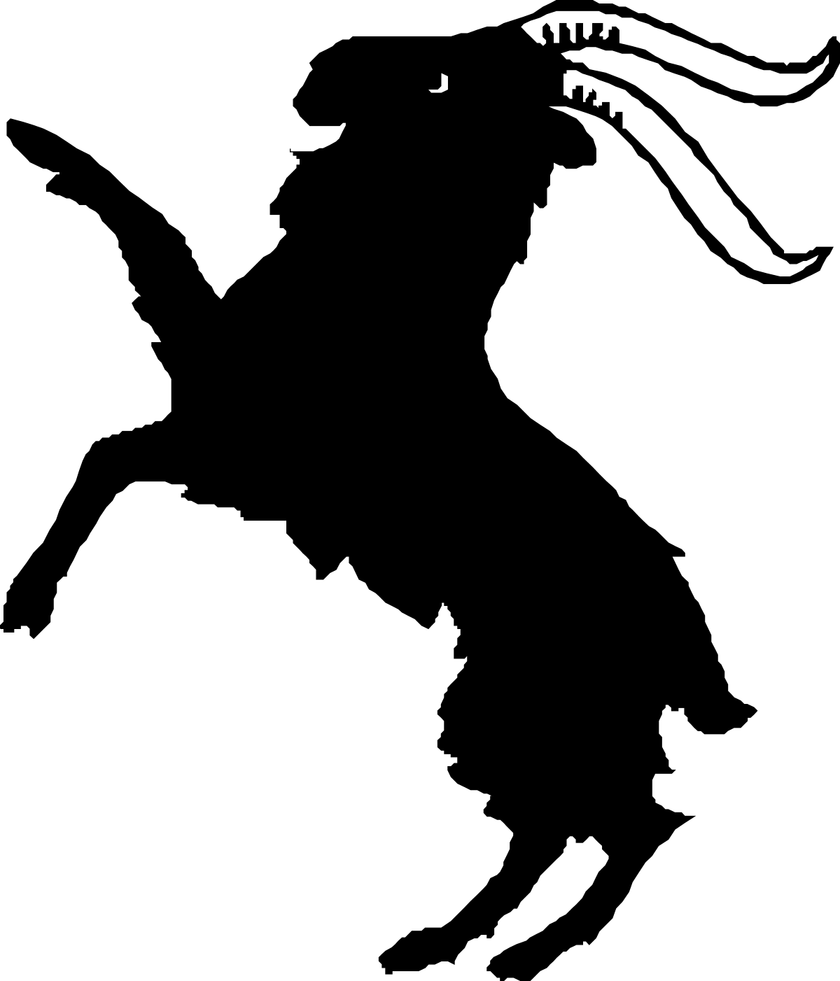 Silhouette Man with Beard - Black and White Clipart