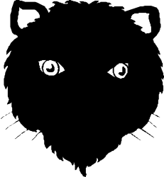 Black and White Cat Face Clipart with Big Eyes