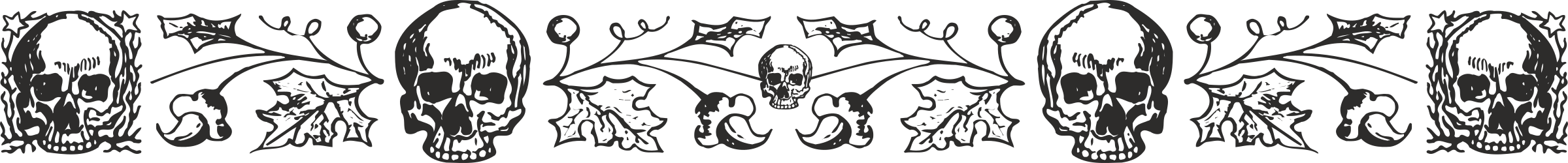 Stunning Black and White Skull Family Tree Clipart with Borders and Bars