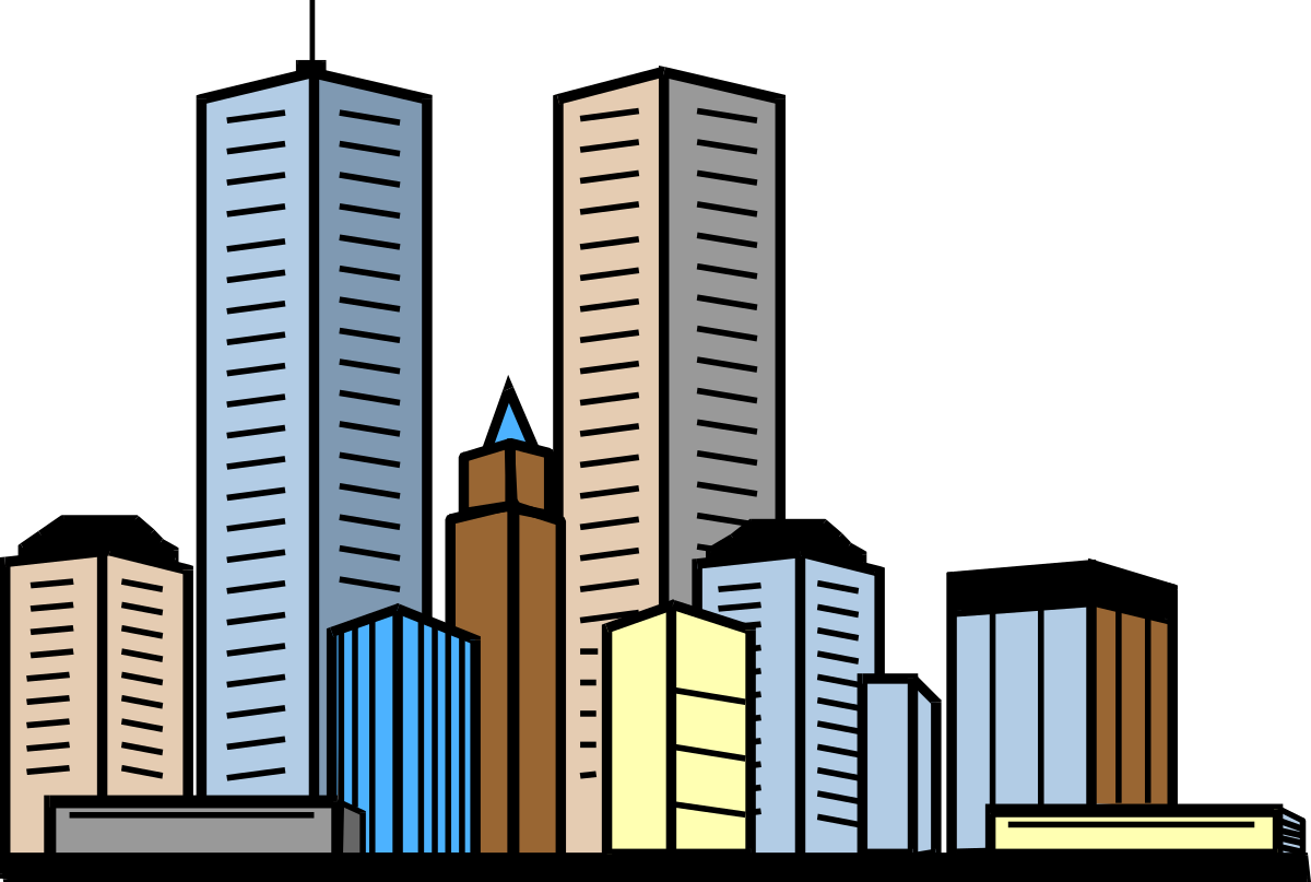 Tall Buildings Cityscape Clipart - Urban Skyline Illustrations