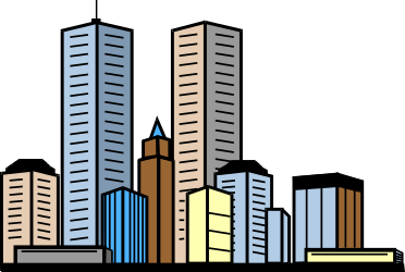 Tall Buildings Cityscape Clipart - Urban Skyline Illustrations