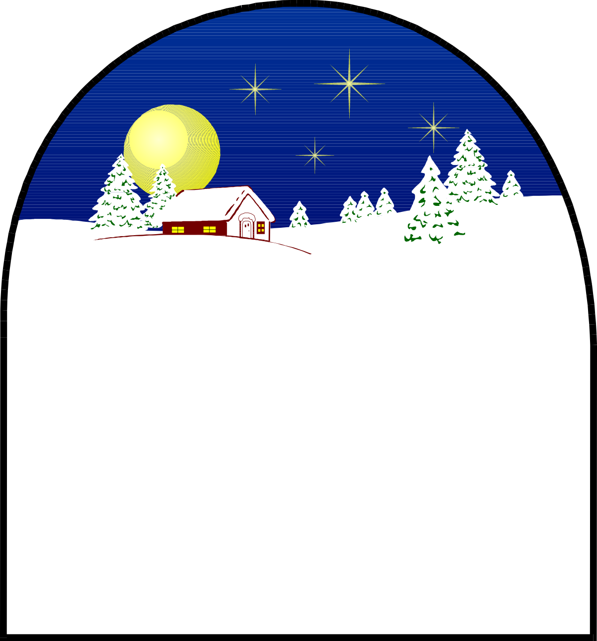 Christmas Card Clipart with House and Trees