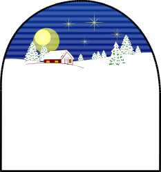 Christmas Card Clipart with House and Trees