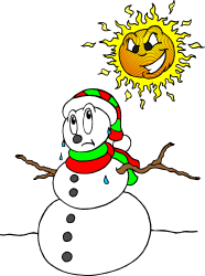 Snowman with Sun Behind - Cheerful Winter Clipart