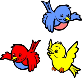 Colorful Birds Flying in the Air Clipart