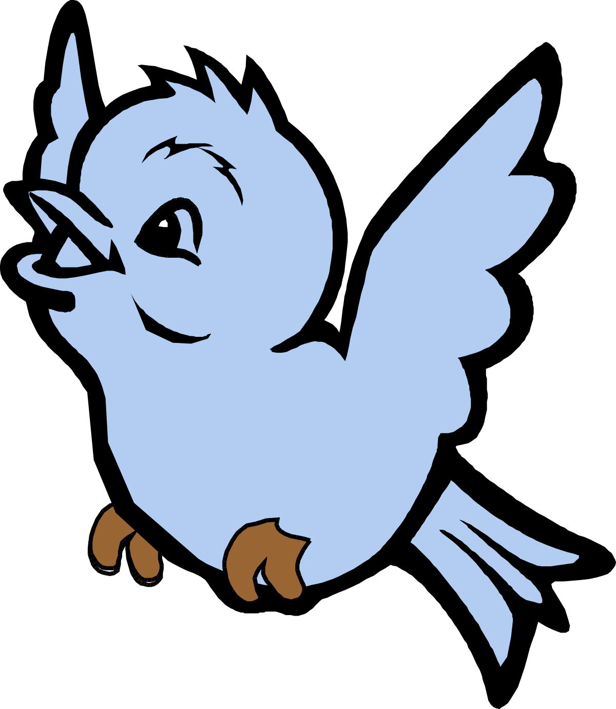 Blue Bird with Brown Feet on Black Background - Stunning Clipart Visuals