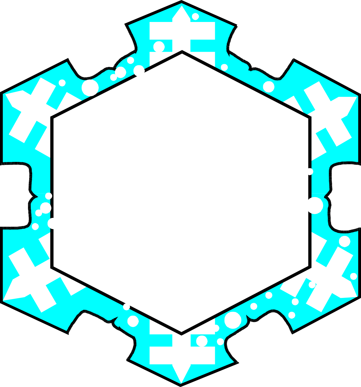Blue and White Hexagon with Black Border Clipart - Geometric Shape for Creative Projects