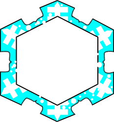 Blue and White Hexagon with Black Border Clipart - Geometric Shape for Creative Projects