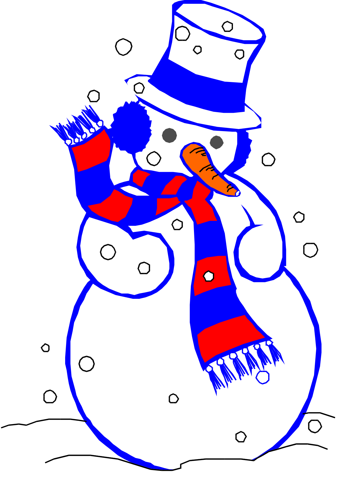 Snowman Clipart with Red Scarf and Hat for Holiday Cheer