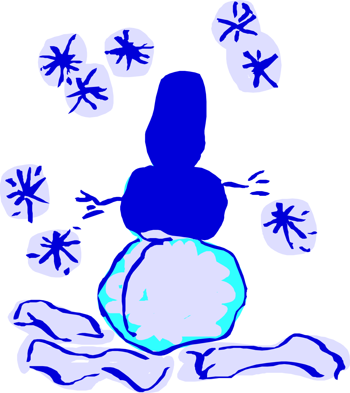 Snowman Clipart with Blue Hat and White Scarf