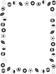 Borders of Leisure and Sports: Black and White Clipart Frame with Diverse Objects