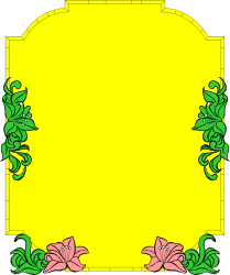 Yellow Frame with Pink Flowers and Leaves Clipart - Perfect for Spring Designs