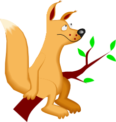 Cartoon Squirrel with Red Nose and Green Leaf Clipart