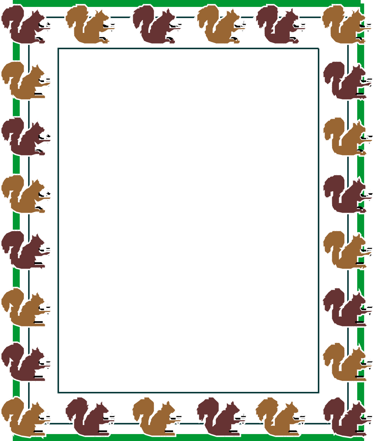 Squirrels in a Square Frame Clipart - Adorable Animal Illustrations