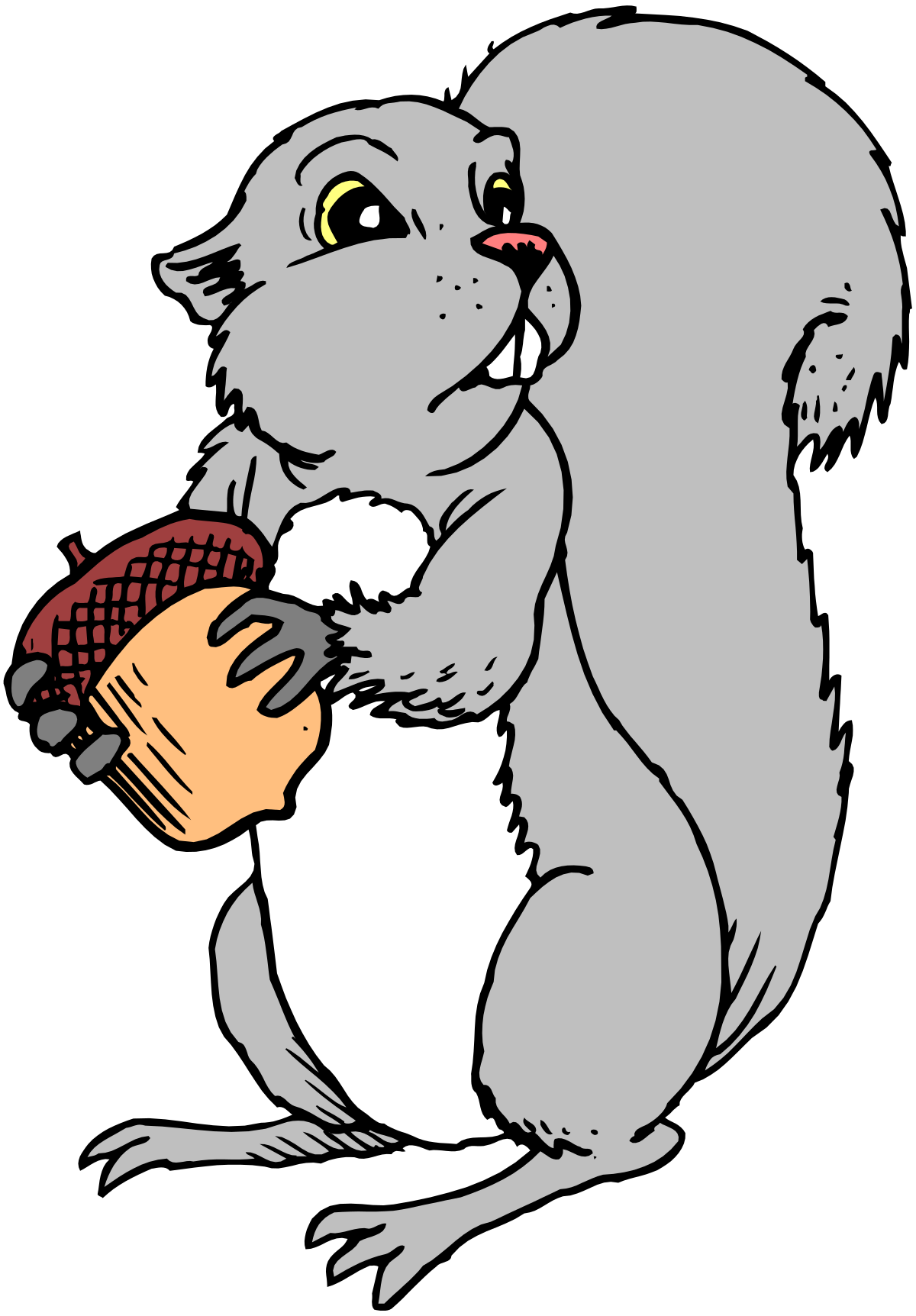 Squirrel Eating Nut Clipart - Adorable Wildlife Illustration
