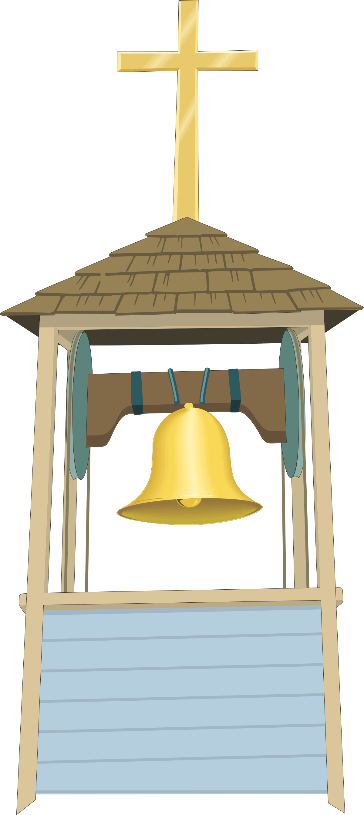 a bell with a cross on top clip art png transparent Bell with Cross Clipart - Elegant Religious Symbol