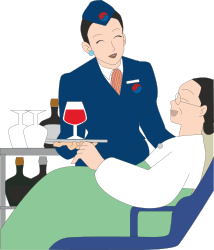 Man in Blue Suit Serving Wine Clipart - Elegant Wine Service Illustration