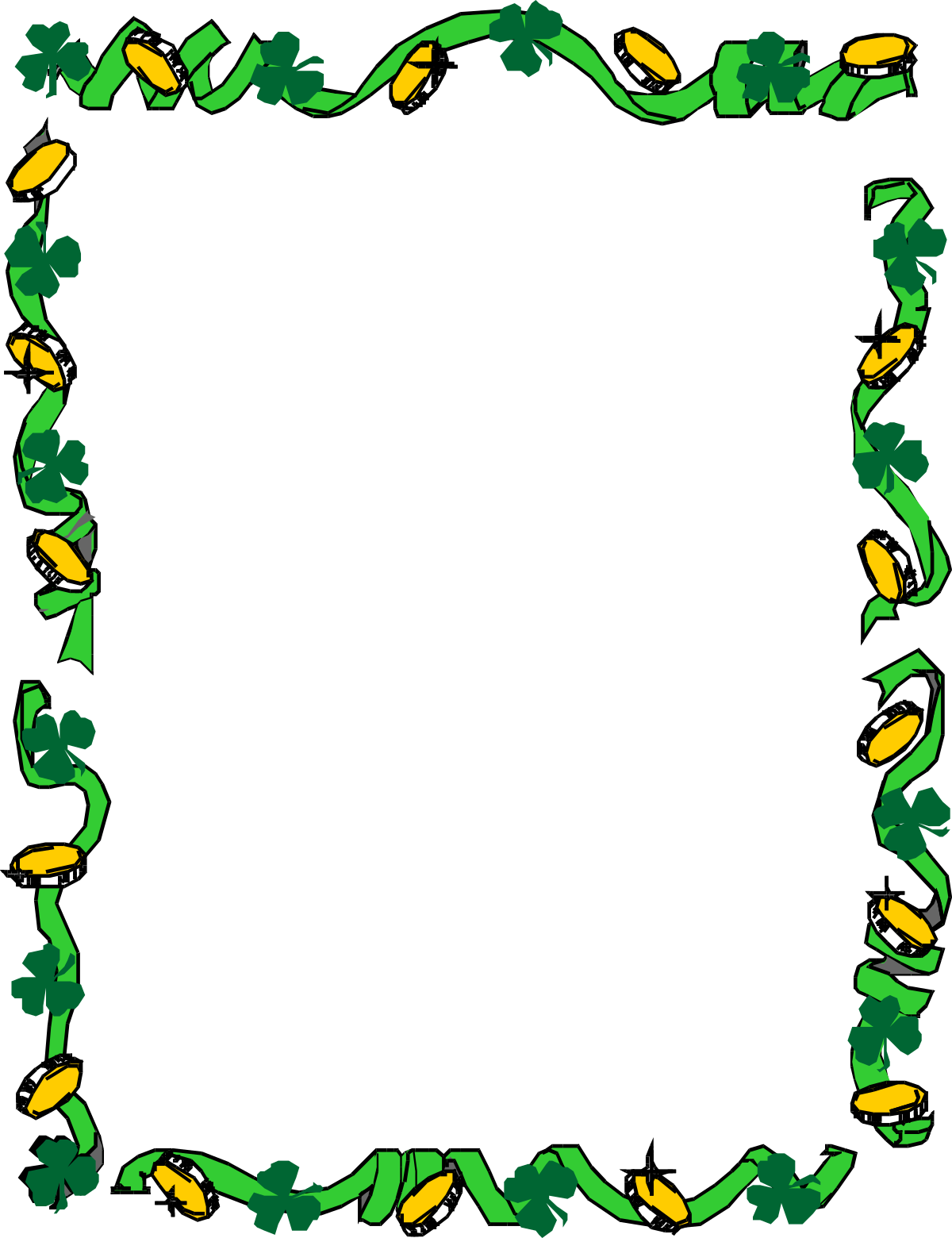 Shamrock Frame with Green Leaf Border Clipart for Holiday Celebrations