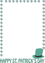 St. Patrick's Day Green Frame with Shamrocks and Hat Clipart