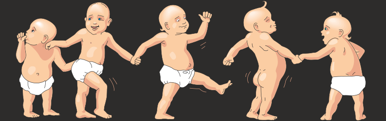 Borders and People: Cartoon Characters with Varied Poses and Expressions Clipart