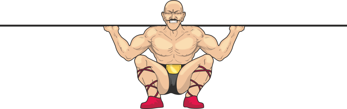 Strong Man Holding Barbell - Clipart of a Muscular Figure in Yellow Shirt and Red Shoes
