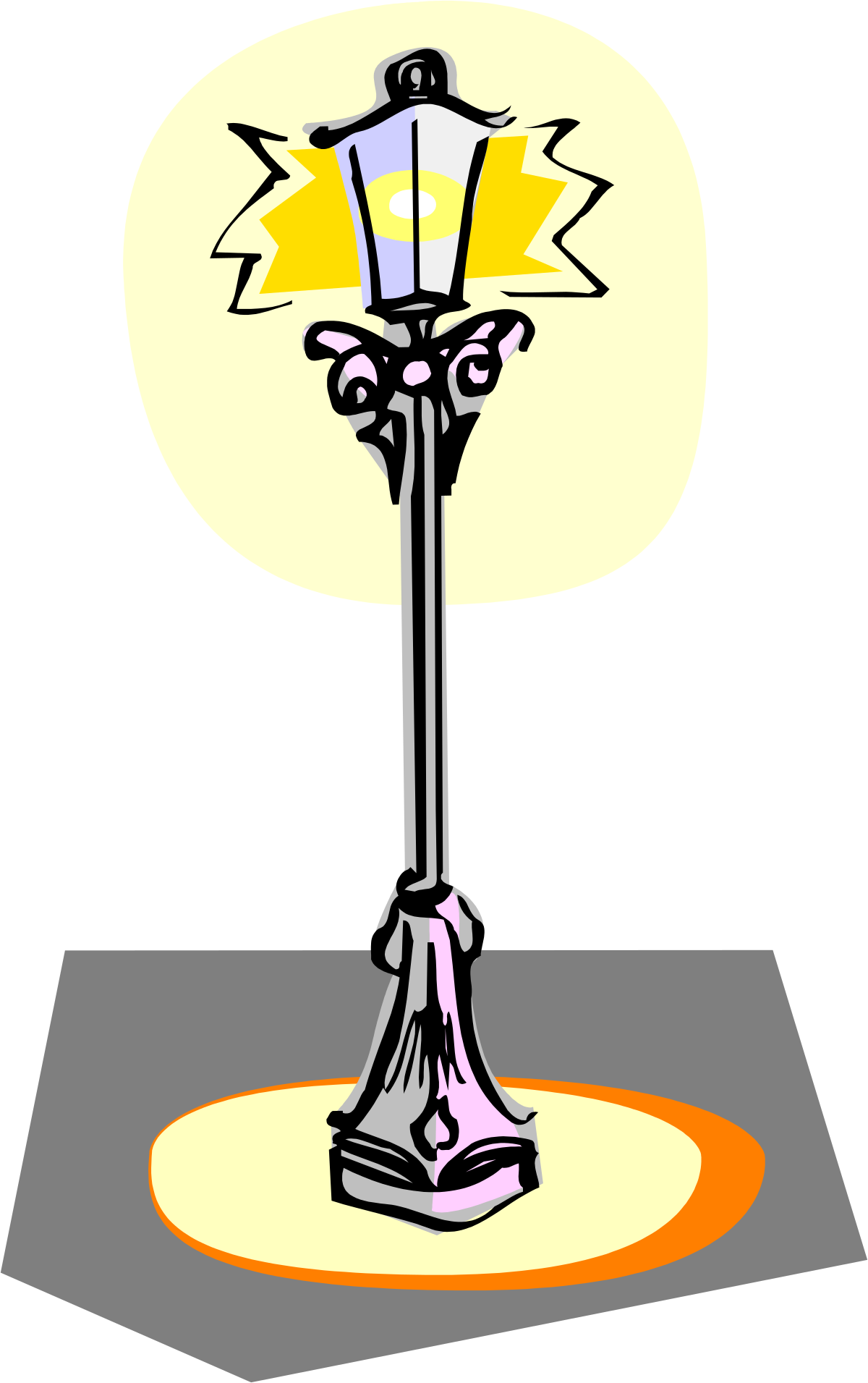 Cartoon Style Lamp with Yellow Light - Vibrant Clipart for Your Projects
