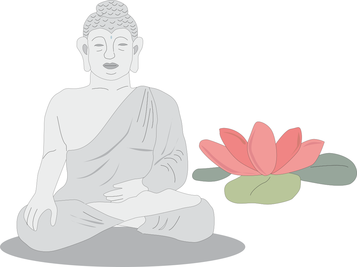 a buddha statue with a lotus flower clip art png transparent Buddha Statue with Lotus Flower Clipart - Tranquil Serenity