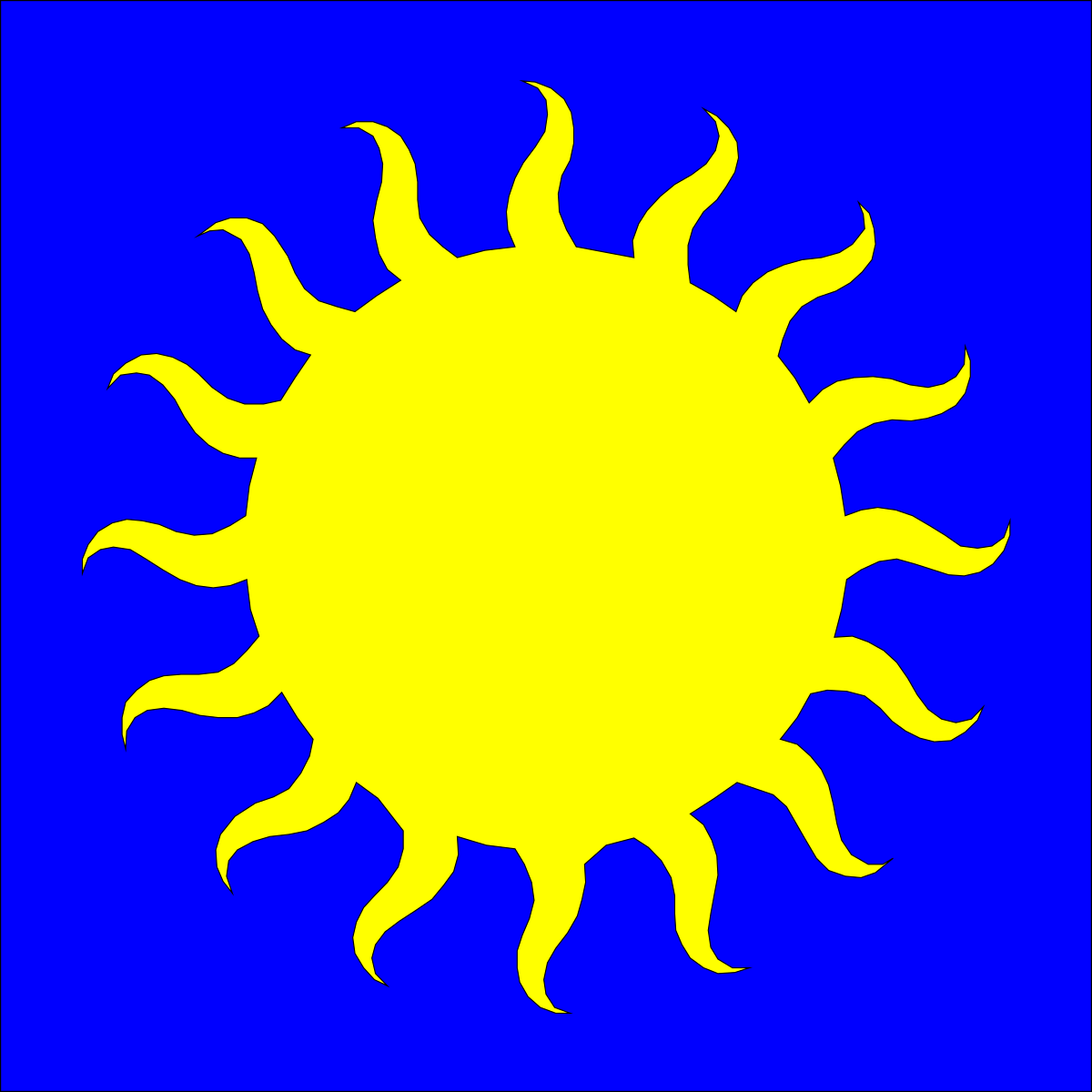 Bright Yellow Sun on Vibrant Blue Background Clipart