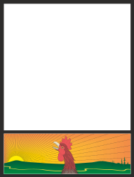 Rooster at Sunrise with Blank Paper Background - Animal Clipart