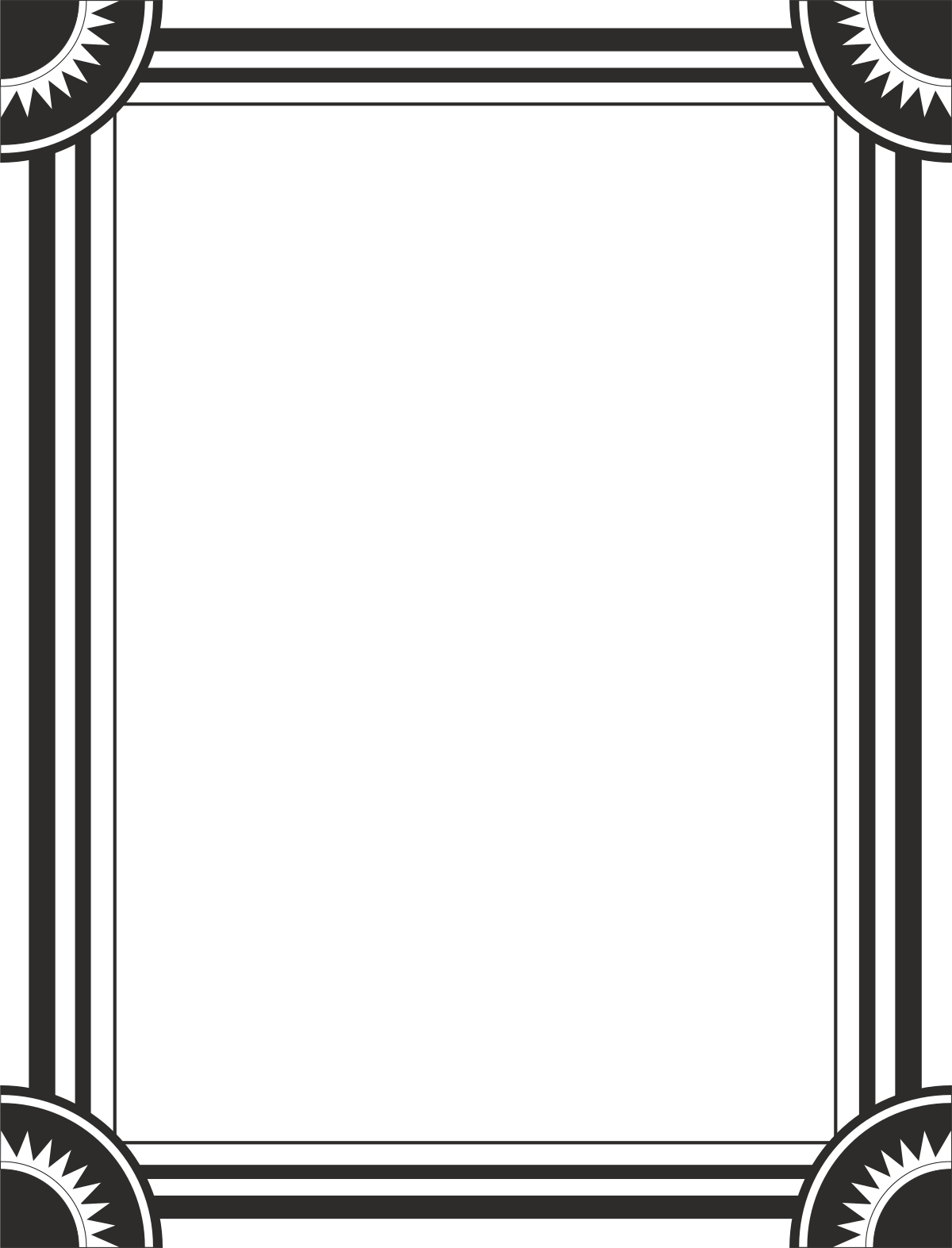 a black and white frame with a square border clip art png transparent Borders and Frames Clipart: Black and White Sunshine Designs