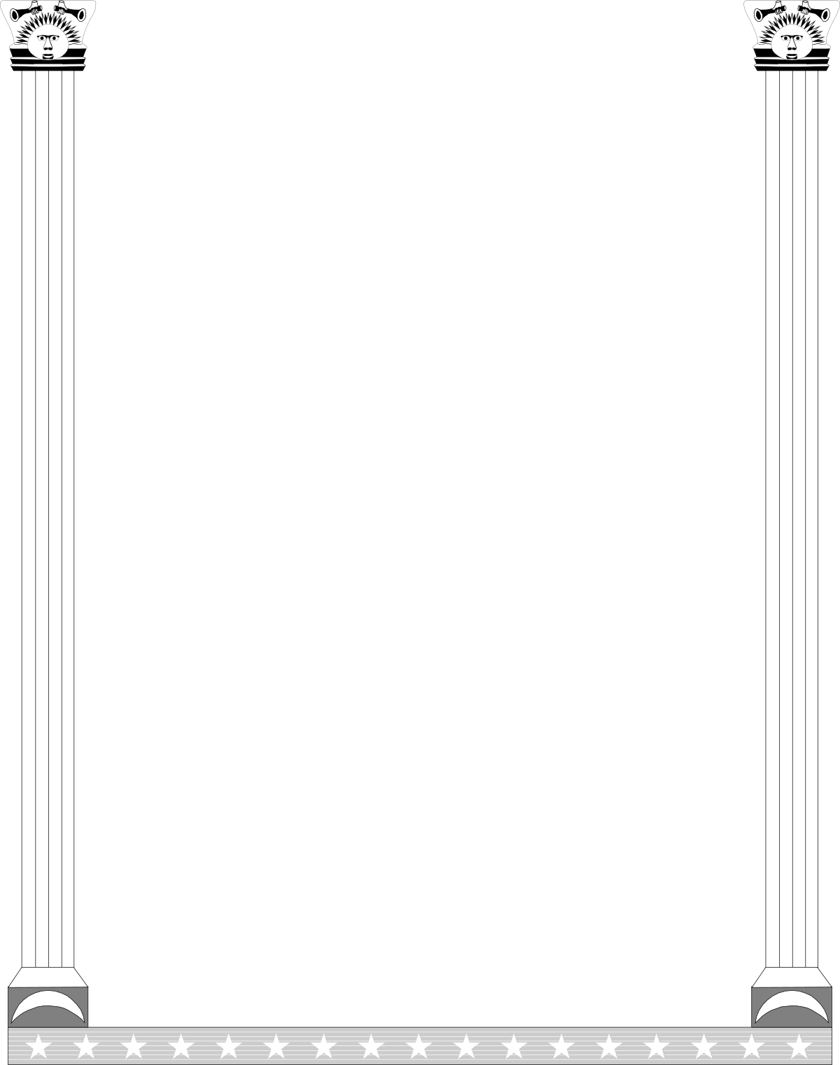 Elegant White Arch with Columns and Stars Clipart - Decorative Borders and Frames
