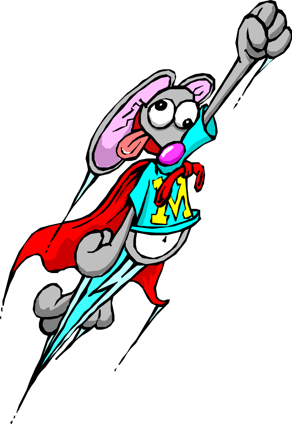 Cartoon Rabbit Flying Through the Air - Whimsical Clipart