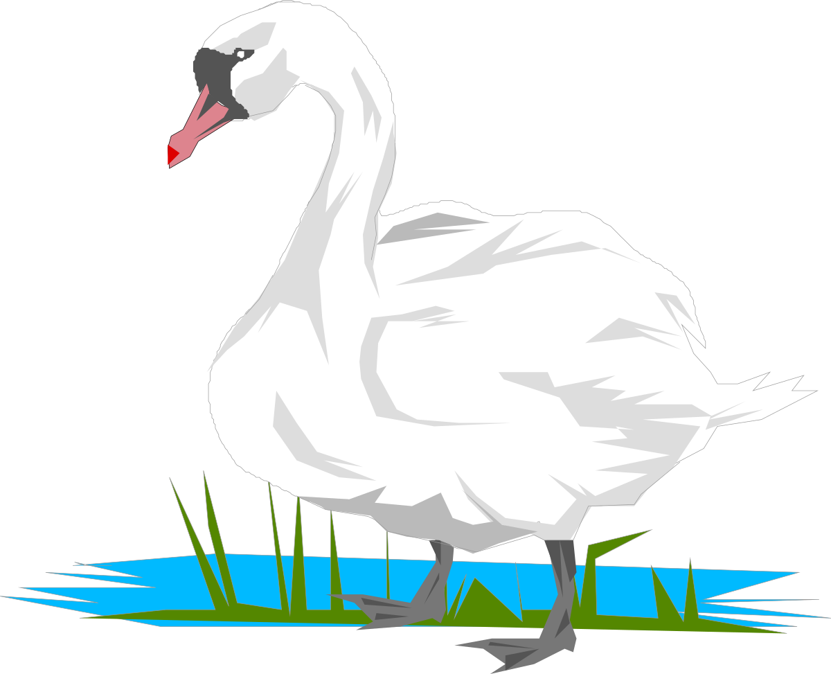 Elegant White Swan Standing in Water - Royal Clipart Collection