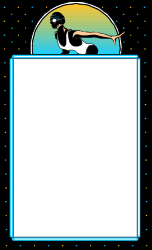 Borders and Leisure: Girl in Black Dress Sitting on White Board Clipart