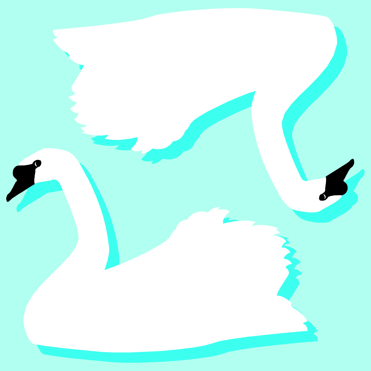 Elegant Silhouette of Two Swans on a Blue Background