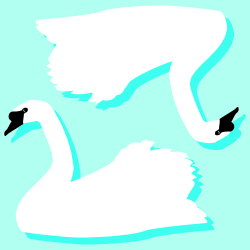 Elegant Silhouette of Two Swans on a Blue Background