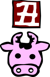 Cow Clipart with Red and White Sign - Perfect for Your Projects