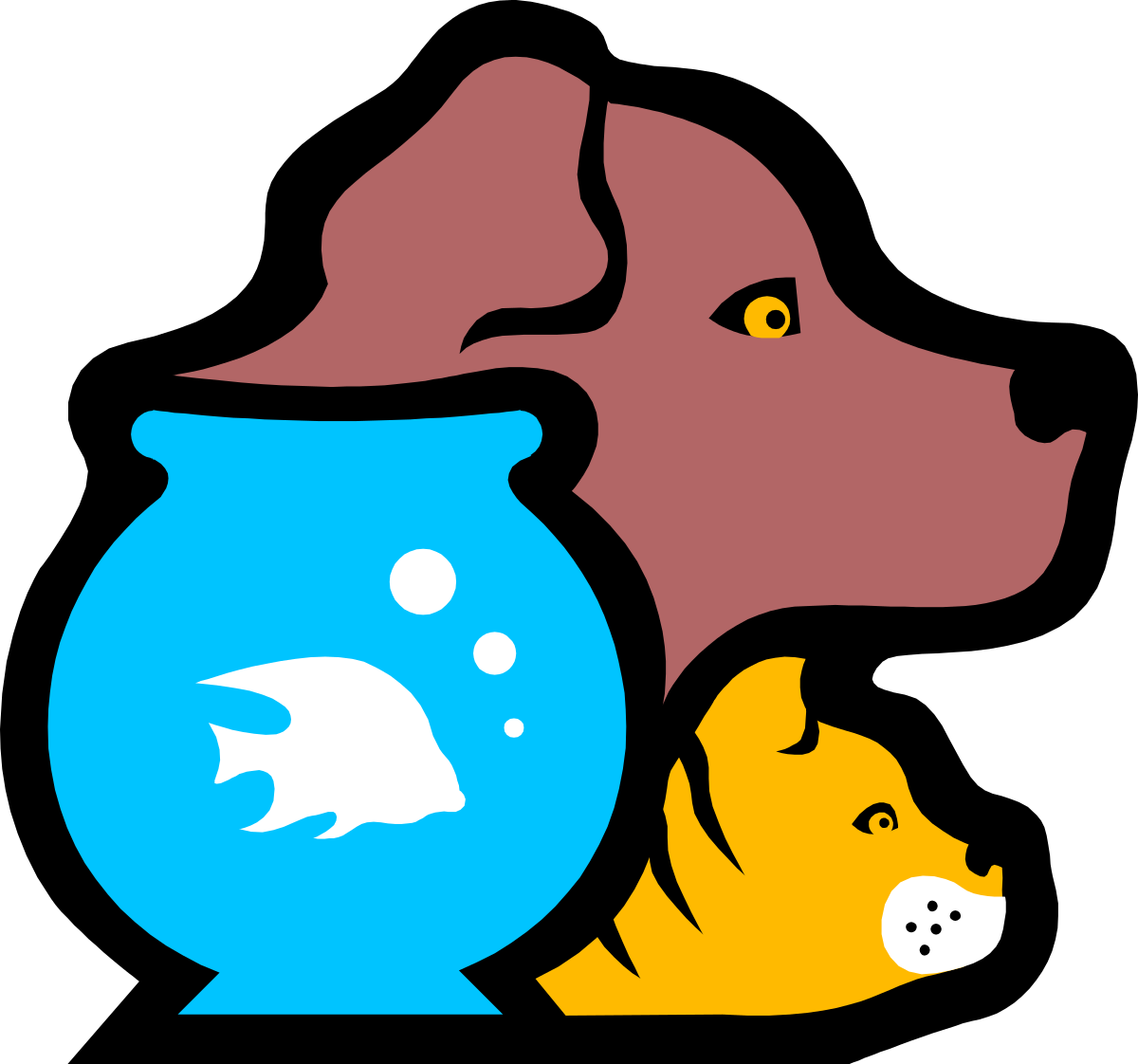 Dog and Fish in Fish Bowl Clipart - Fun Animal Illustrations