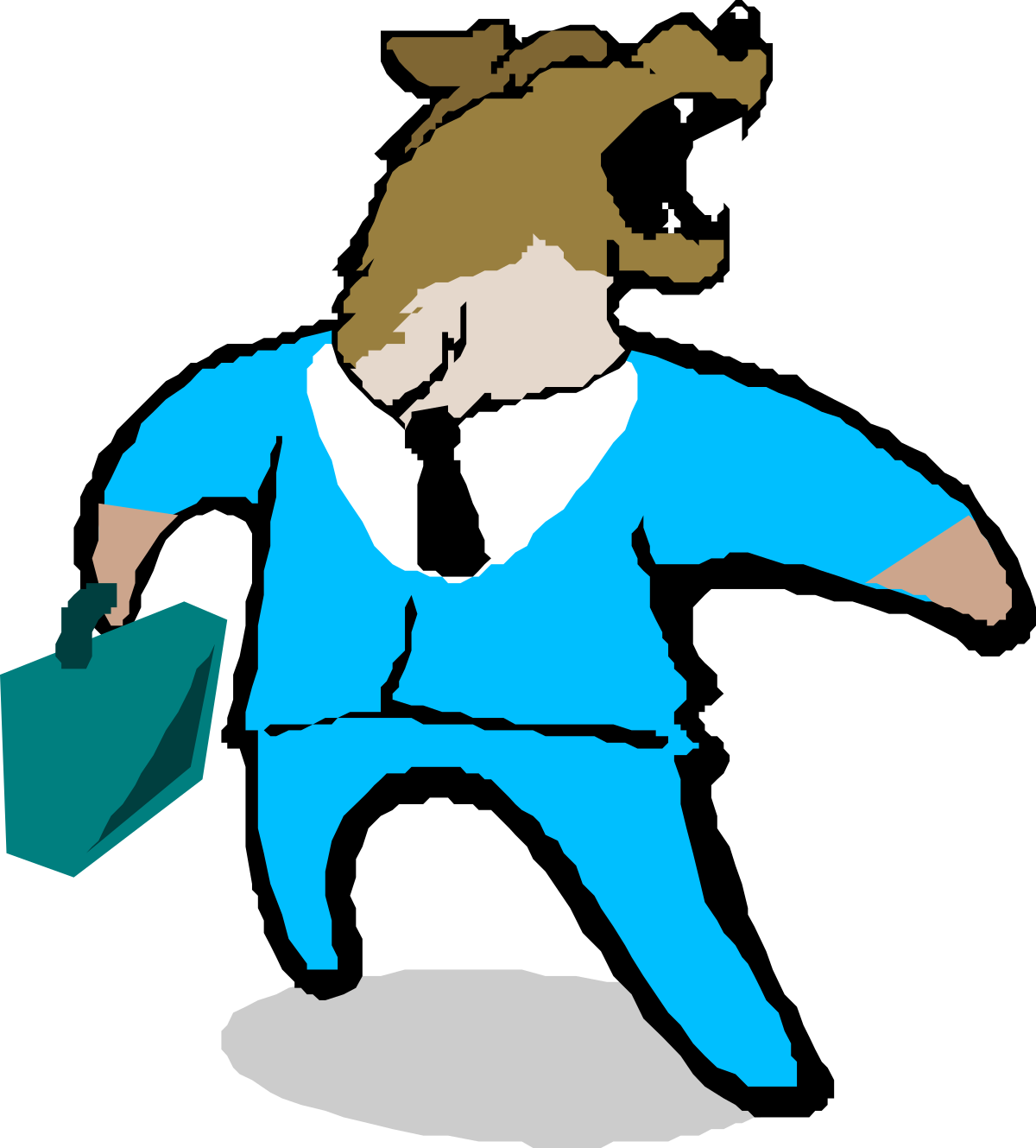 Businessman in Suit and Tie with Briefcase Clipart