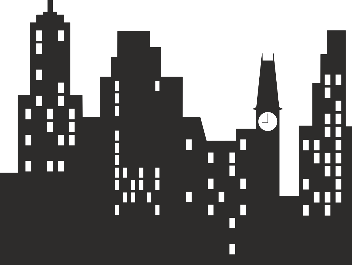 City Silhouette Clipart: Black and White Urban Skyline Designs