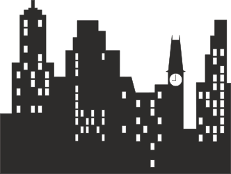 City Silhouette Clipart: Black and White Urban Skyline Designs