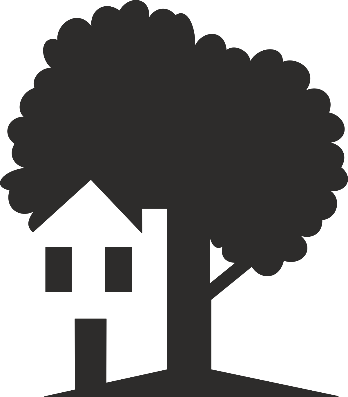 Tree with House Background Clipart: Nature and Home Harmony