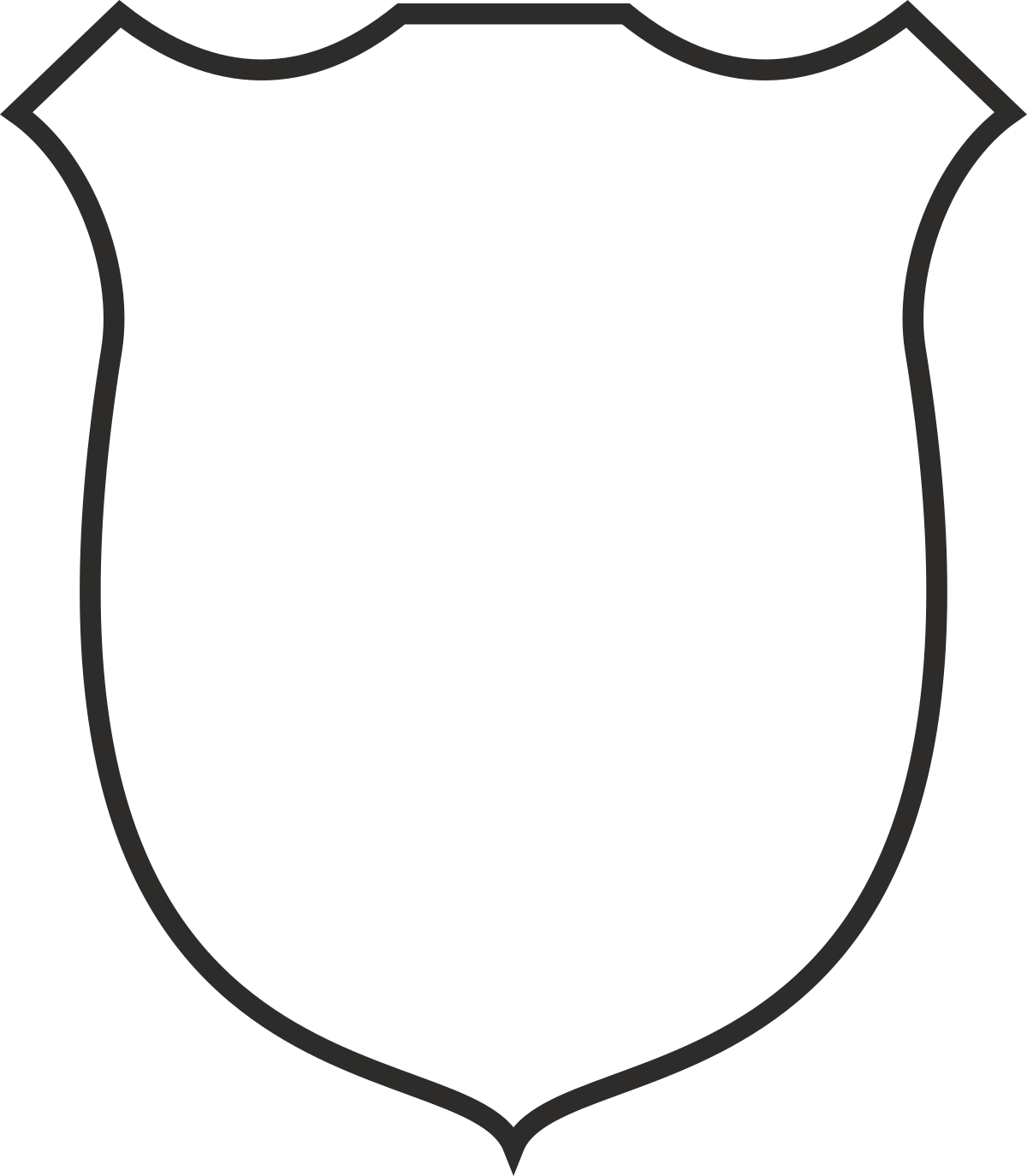 White Shield with Black Outline - Versatile Clipart for Your Projects