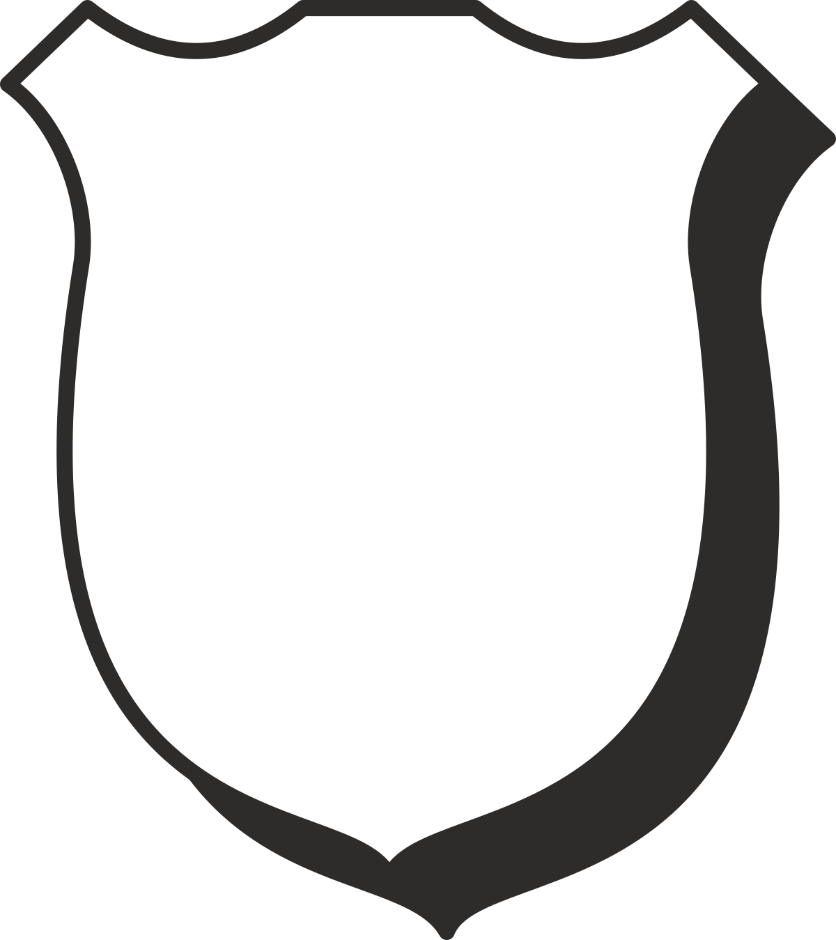 Black and White Shield on White Background - Classic Clipart